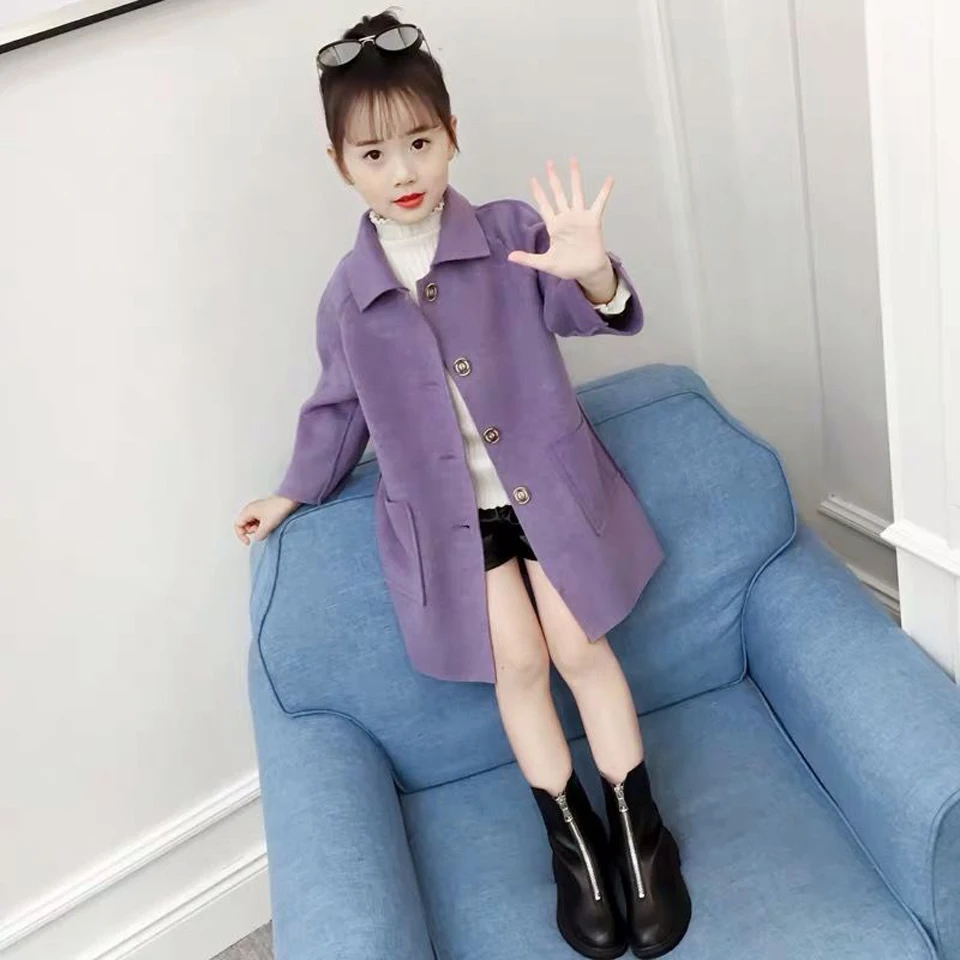 2019 Новое Осеннее шерстяное пальто для девочек детские куртки зимнее подростков