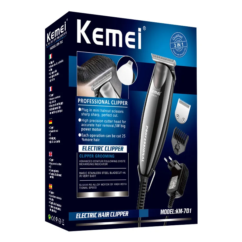 Kemei, Профессиональный парикмахерский триммер для волос, мощный электрический триммер для волос Wahl, машинка для стрижки, бритва для моделирования, триммер для волос, бритва - Цвет: Brown With Box