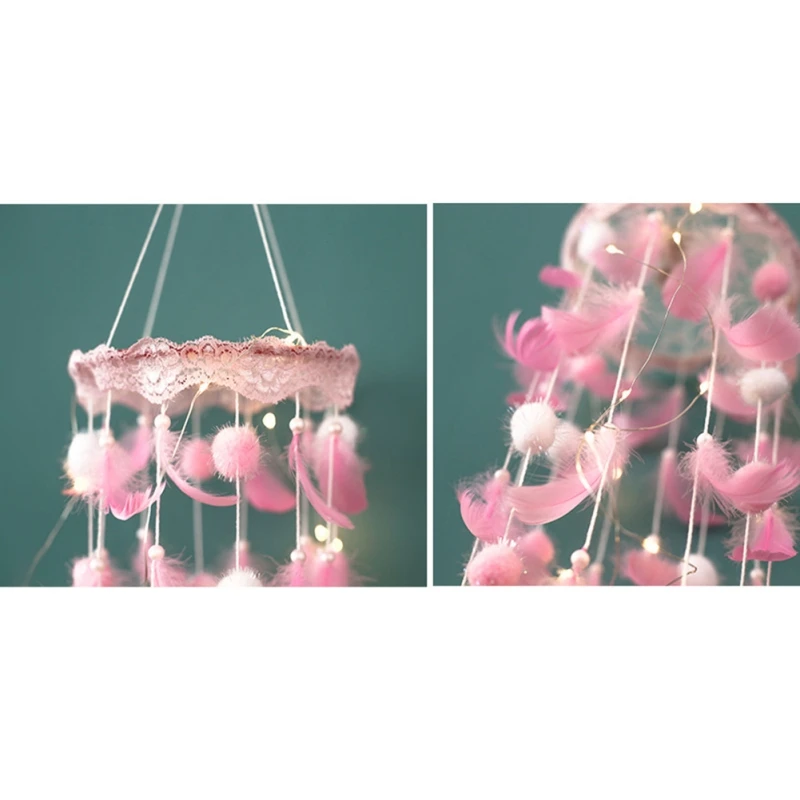 Romantic Dream Net Hanging Net DIY Wedding Wind Chimes Dream Net with Light Room Hanging craft L1