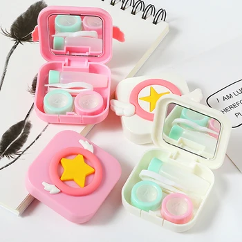 

Cute Cartoon Contact Lens Case Storage Box with Tweezers Stick Solution Bottle HomeTravel Outdoor Daily Use Lenes Storage Box