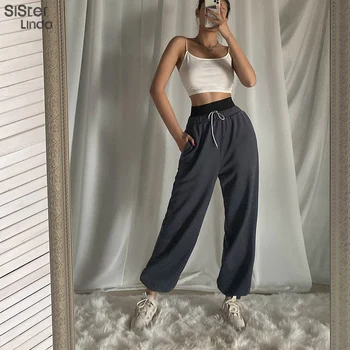 

Sisterlinda WomenPants Patchwork Loose Warm Pantalones Joker Casual Sports Loose High Waist Elastic Pants Mujer 2020 Sportpants