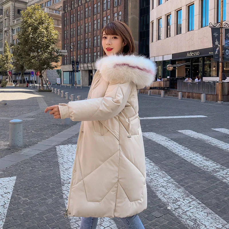 

2019 Women's New Style Winter Korean-style Mid-length Waist Hugging over-the-Knee Cotton Overcoat Dongdaemun Cotton Coat