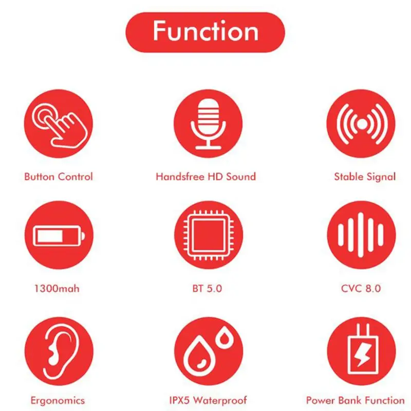 1 пара F9 TWS беспроводной Bluetooth 5,0 в ухо бас-наушники стерео спортивные наушники гарнитура для сотового телефона с микрофоном