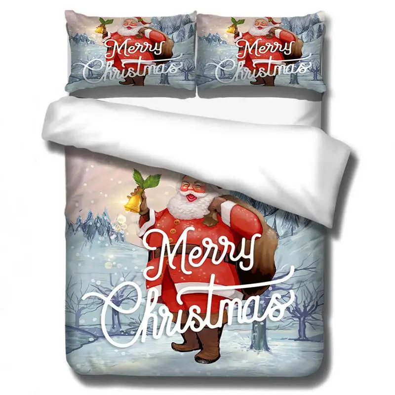 3D Merry Christmas Комплект постельного белья, пододеяльник, красный Санта Клаус, одеяло, постельный комплект, королева, король, размер, детский праздничный подарок