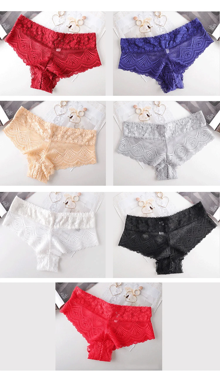 CINOON Women Panties Sexy Lace Underwear Woman Knickers Lace Panties Embroidery Lingerie Transparent Briefs Underpants Plus Size (9)