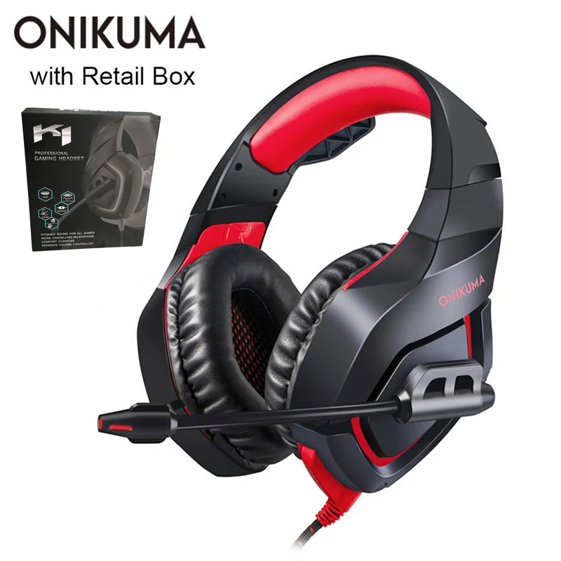 with retail Box ONIKUMA K1B PS4 гарнитура профессиональная игровая гарнитура наушники для ПК шлем с микрофоном для мобильного телефона Xbox планшет Lap top - Цвет: with retail Box