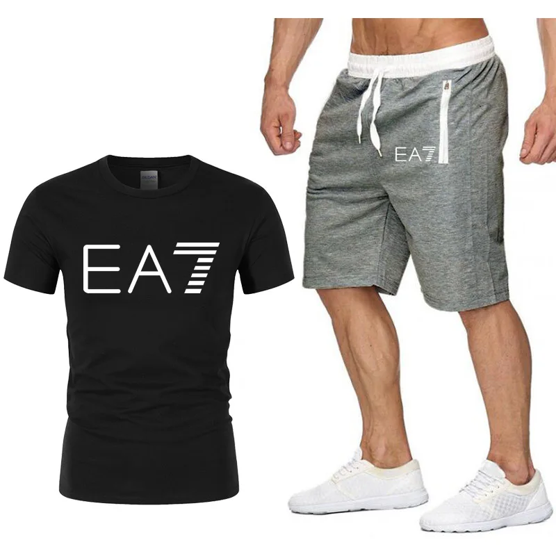 

2019 new T Shirt+Shorts Sets Men Letter Printed Summer Suits Casual Tshirt Men Tracksuits Brand Clothing Tops Tees Set Male