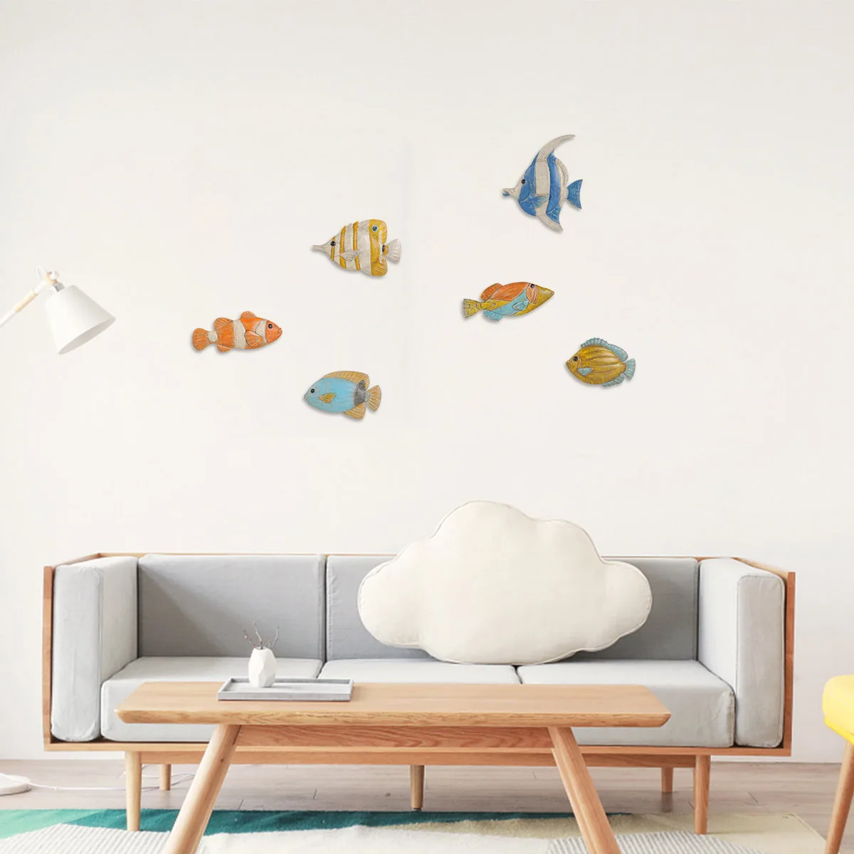 TOOARTS Fish Wall Hanging 1 Iron Wall Decor Creative Ornament Craft Wall Setting Wall Hanging Marine Life