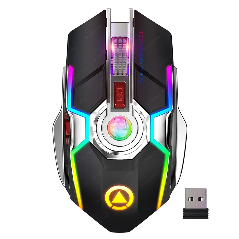 

2021 Silent Wireless Mouse Rechargeable 2.4G Gaming Mouse 1600 DPI 7 Buttons LED Backlight USB Optical Mouse For PC Laptop