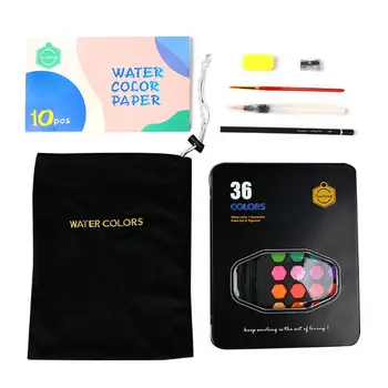

1Box 1Box Watercolor Pigment Set 36-Color Watercolor Paint Student Hand-painted Portable Painting Set Iron Box Water Color Art