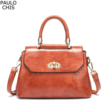 

Bag Women's 2019 New Style Versatile Women bag Shoulder Bag Oil wax Leather WOMEN'S Bag Lock flip Korean-style