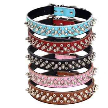 

Spiked Studded Small Large Dog Collar Rivet Accessory Hond Neck Strap For Puppy Necklace Leather PU Pitbull Bulldog Pet Supplies