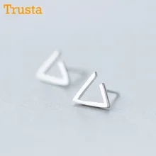 Trusta 925 пробы серебряные женские ювелирные изделия Модные милые миниатюрные 9 мм X 8 мм треугольные серьги-гвоздики для дочерей девочек DS65
