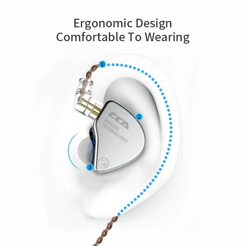 CCA CA4 In Ear Earphones 1BA 1DD HIFI Stereo Audiophile Subwoofer Headset Music Sports Gaming Wired Headsets Replaceable Cable