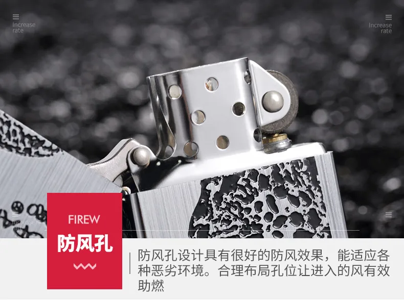 Kerosene lighter, windproof, wire drawing, leopard scratch prevention, creative personality, creativity, lighters
