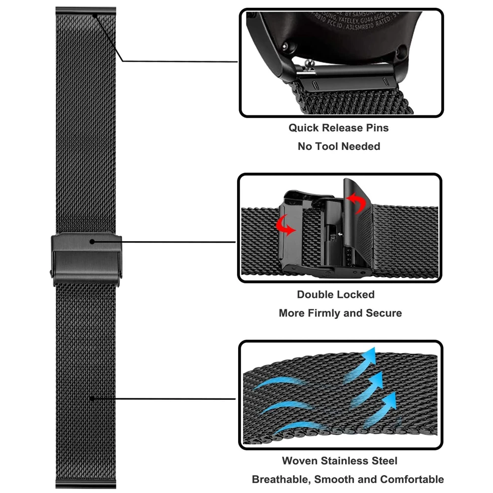 Ремешок для часов galaxy watch 3 45 мм 41 сетчатый ремешок samsung 46 2 активных ремешка huawei gt 2e