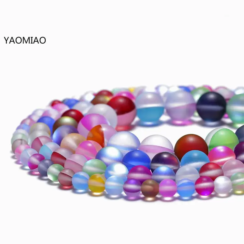 A+ Matte Multi Frosted Austrian Crystal Round Beads For Jewelry Making 6/8/10/12mm Glitter MoonStone Beads Diy Bracelet
