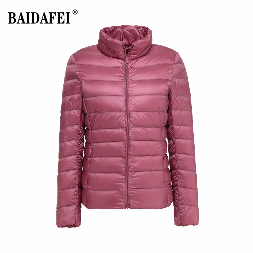 Women's Short Slim Fit Puffer Jacket 2023 New Spring Stand Collar Ultra Light Weight Portable Windproof White Duck Down Coat