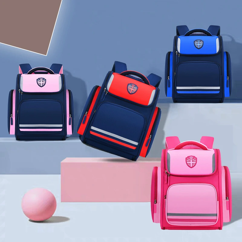 

Children's School Bag Fashionable British Style Oxford Cloth Solid Color All In One Detachable Backpack Elementary