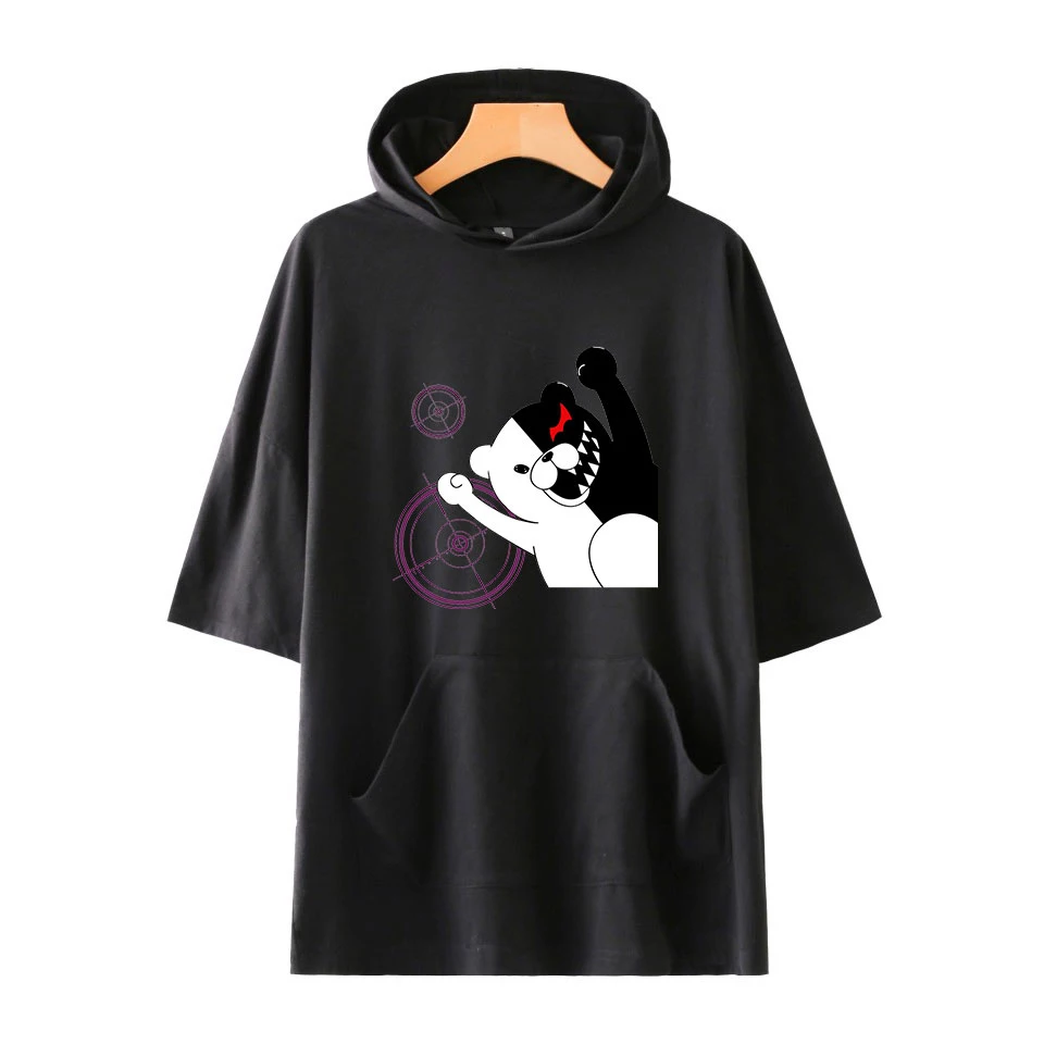 Danganronpa monokuma, женская футболка с коротким рукавом, новинка, летние толстовки, футболка с карманом для цифр