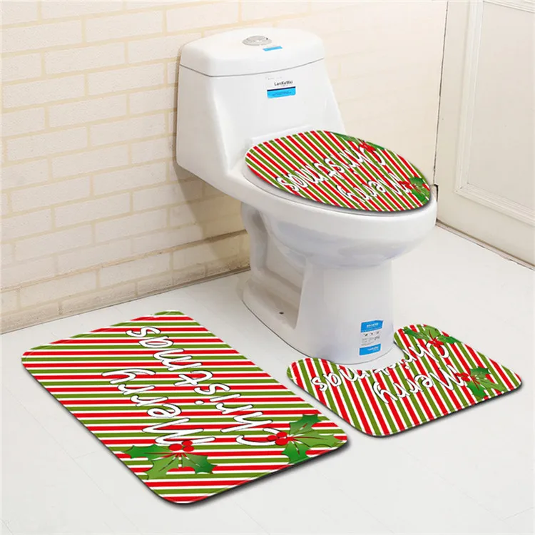 Free Shipping 3Pcs/set Merry Christmas Bathroom Carpet Set Dywaniki Lazienkow Bath Mats Rug Tapete Banheiro Tapis Salle De Bain