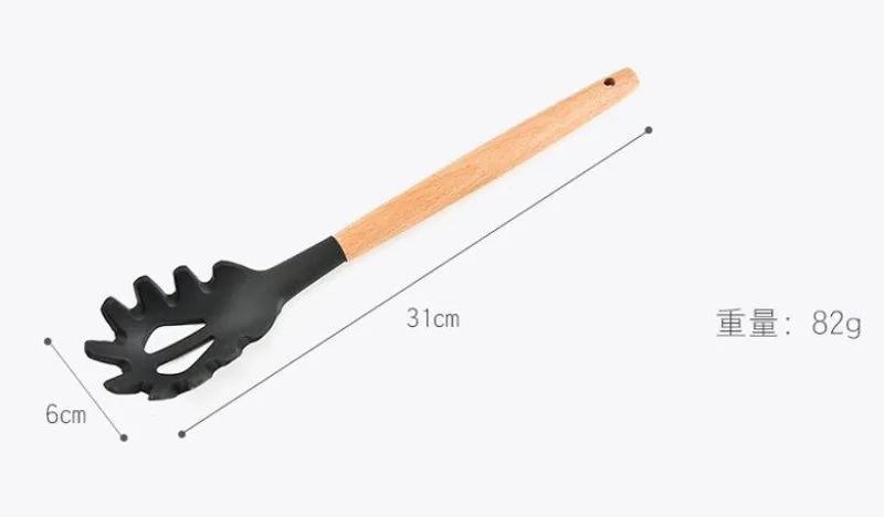 Wood handle silicon kitchen utensils 11 sets of non-stick pot silicon cooking spoon shovel