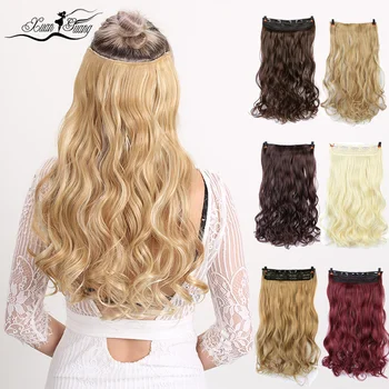 

XUANGUANG Fiber Synthetic Black Color Hair 5 Clips In Extensions Curly Hairpieces for Girls Kids Women