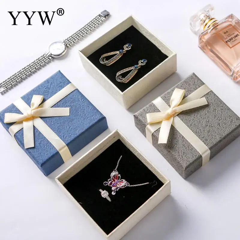 YYW 5 коробок/упаковка квадратное кольцо, ожерелье, серьги, браслет, Свадебная подарочная коробка для ювелирных изделий