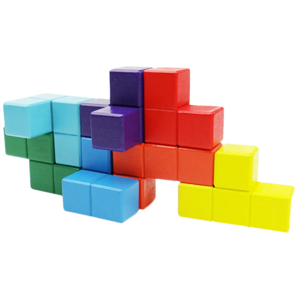 Wooden Brain Teaser Puzzle Cube Pieces Creative Educational Toy Baby Kids Puzzle Toy Parent-child Interactive Game #B