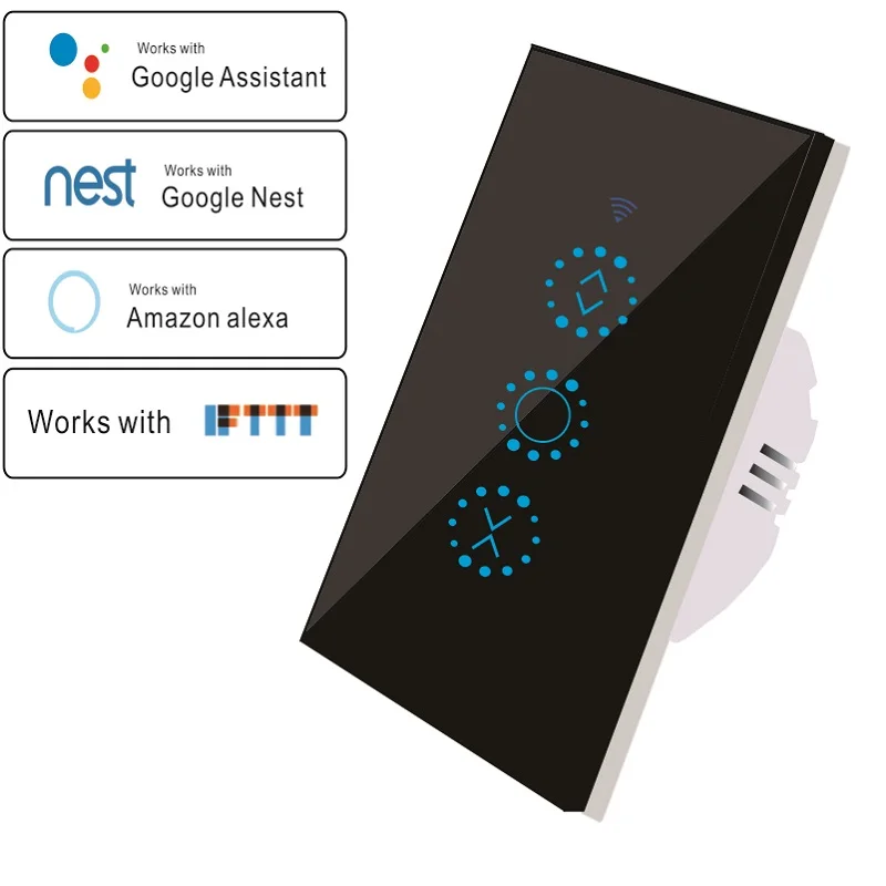 US Type(black) Tuya умная шторка с WiFi переключателем для электрических жалюзи, Google Home Amazon Alexa Echo Голосовое управление - Цвет: US Type(black)