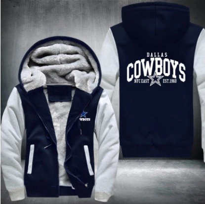 HIRIGIN, мужская толстовка с капюшоном Dallas Cowboys, куртка на молнии, Мужское пальто с длинными рукавами и капюшоном, зимние теплые толстые куртки, пальто, большие размеры - Цвет: B