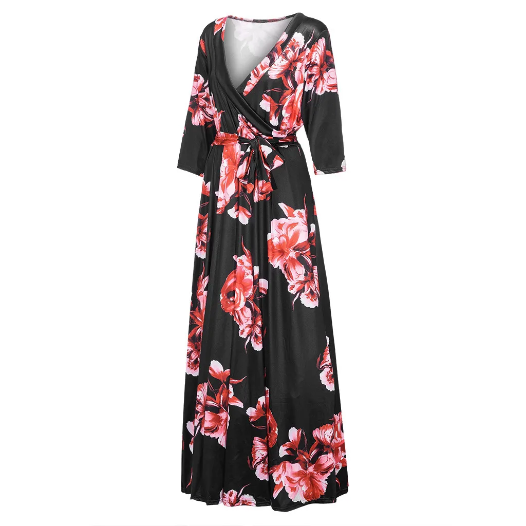 Женское платье, vestidos de verano vestido vadim ropa mujer, платья vestidos verano, Повседневное платье с принтом, рукав три четверти, XL-5XL, Z4