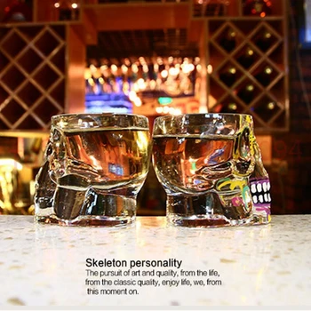 

10pcs Eleton Colorful Skull Glass Transparent Crystal Skull Head Shot Glass Cup For Whiskey Wine Vodka Home Ware Man Gift Cup