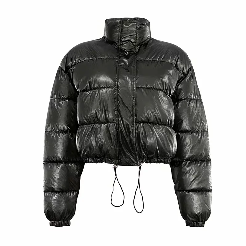 Army green Зимнее модное короткое теплое Женское пальто, куртка со стоячим воротником, короткая куртка, топ серебряного цвета, Новая женская парка, весеннее Женское пальто - Цвет: Army green