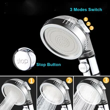 Vip link High Pressure Shower Head 3 Modes Adjustable SPA Replaceable Filter Shower Water Saving with Switch Button Shower