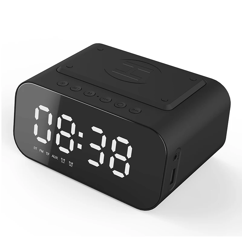 1pc LED Digital Wireless Charging Speaker Alarm Clock Bedside FM Radio High  Quality Clock Radio Speaker Home Subwoofer