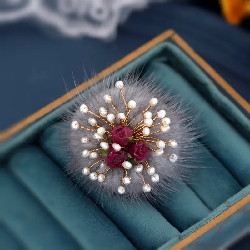 SINZRY ручной работы натуральный жемчуг броши элегантный консервированный цветок плюшевая Брошь для женщин