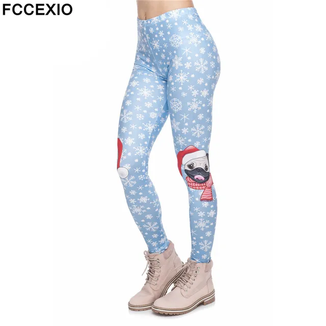 FCCEXIO Cute 3D Christmas Pug Pattern 