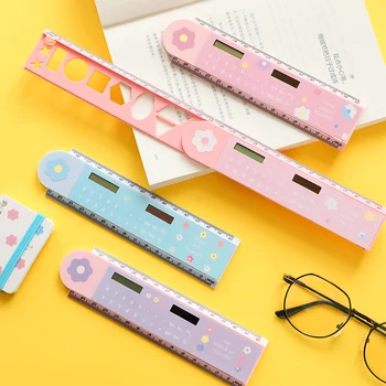 

Folding Plastic Straight Ruler with counter Ultra-thin Ruler Calculator Measuring Tool Office Supplies studen Stationery gift