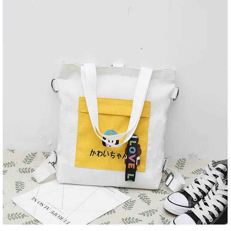 

New Style Japanese Korean Embroidered New Style Casual Large Capacity Canvas Bag Women's Shoulder Oblique Bag Multi-Purpose Back