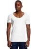 Scoop Neck T Shirt for Men Low Cut Deep V Neck Wide Vee Tee Male Tshirt Invisible Undershirt Slim Fit Short Sleeve 5