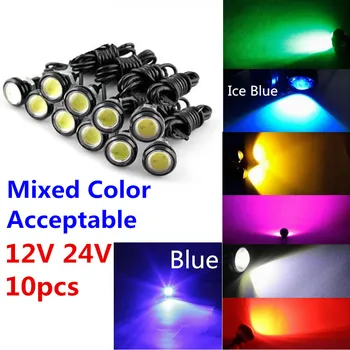 

10pcs 9W 12V 24V 18MM LED Eagle Eye Light Car Fog DRL Daytime Reverse Parking Signal Yellow Amber Blue White Red