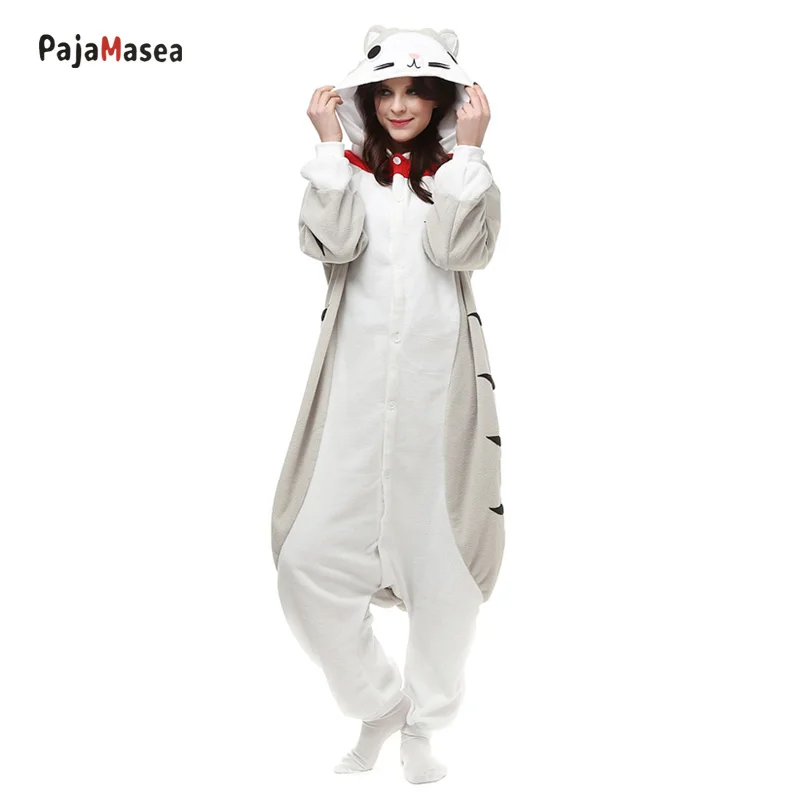Unisex Onesie Pijamas Cheese Cat Pajamas Cartoon Pyjamas Adult Kigurumi Women Men Animal Cosplay Halloween One-Piece Costume