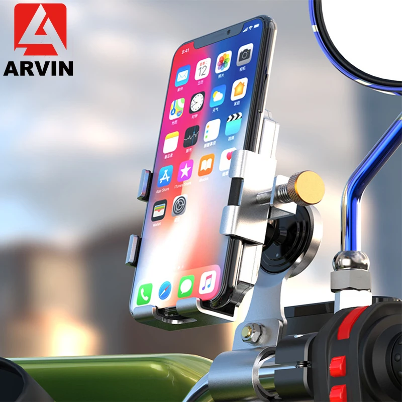 Arvin, держатель для телефона мотоцикла, алюминиевый регулируемый руль для горного велосипеда, зеркало заднего вида для мотоцикла, 4-6,5 дюймов, крепление для телефона