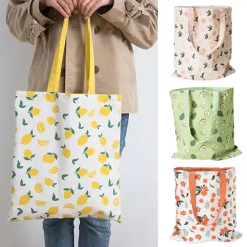 

Cherry Print Double-sided Dual-use Cotton Linen Handbag Shopping Storage Bag