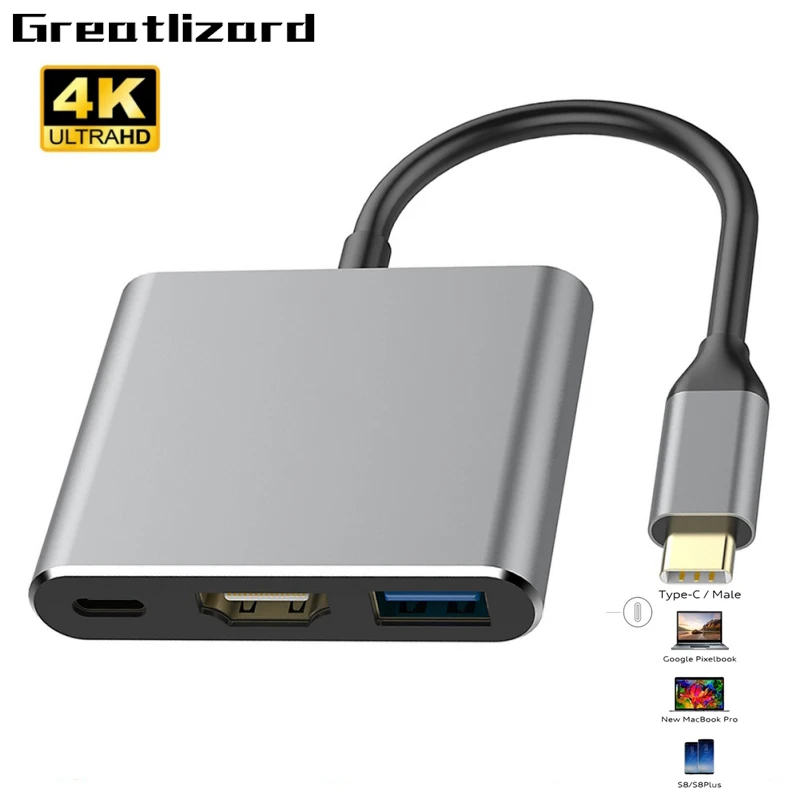 Адаптер USB C на HDMI 4K адаптер Type 3 0 с золотым покрытием для Macbook Pro/ Chromebook Pix