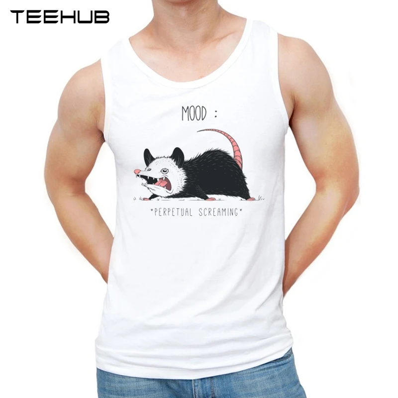 Teehub Модные мужские майки с принтом Mood Possum Забавный Повседневный жилет без рукавов с круглым вырезом Мужская футболка
