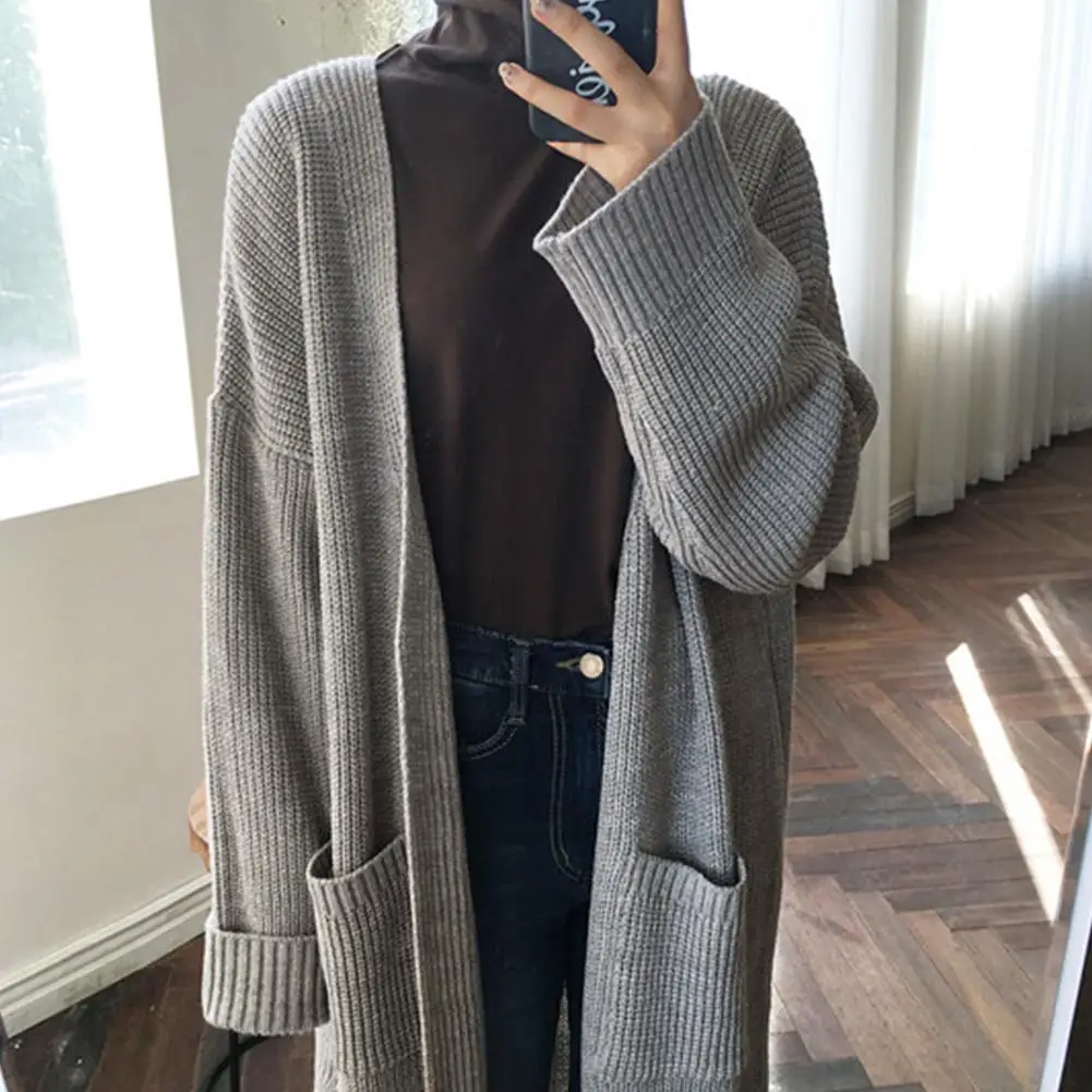 Yfashion Для женщин пальто милые осень-зима свитеры для женщин в стиле ретро с длинным рукавом однотонные Цвет свободный Женский вязаный свитер пальто Для женщин Топ