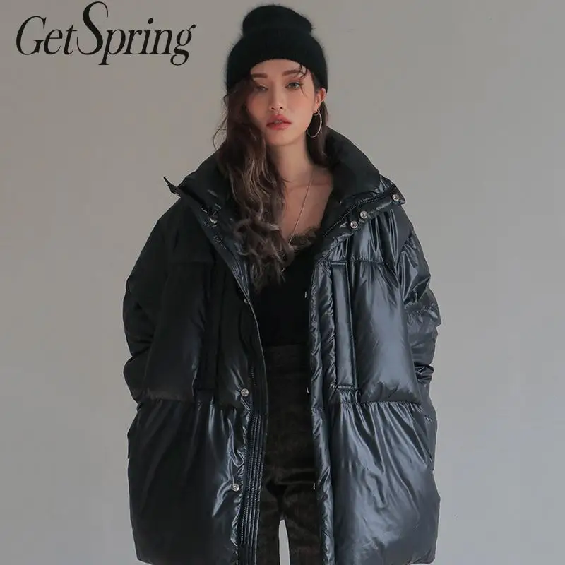 Getвесенняя Женская парка зимняя верхняя одежда куртка пальто с капюшоном