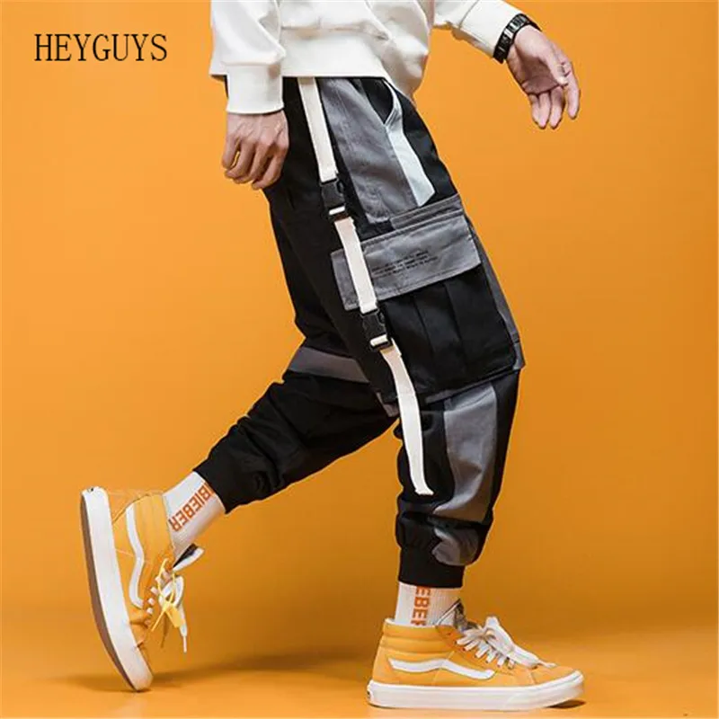 Spring Mens Harem Pants Streetwear Jogger Ribbons Trousers Men Hip Hop Sweatpants Trousers Letter Printed Cargo Harem Pants
